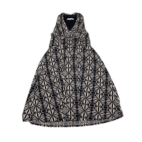 Evan Picone Dress Sleeveless Midi V-Neck Geometric Print Black Tan Size 16 - Picture 4 of 16